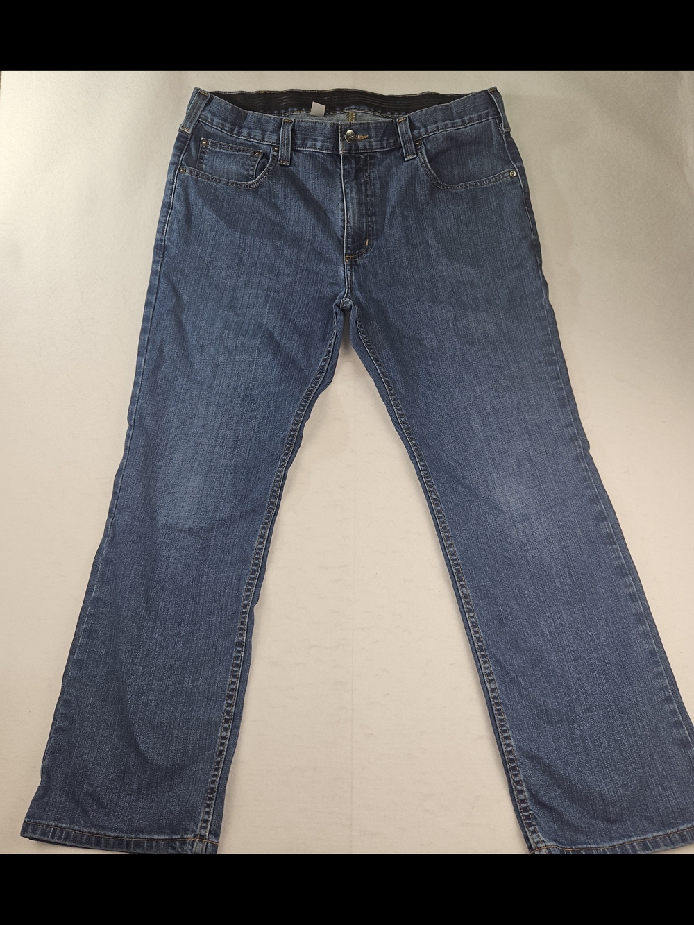Carhartt Rugged Flex Denim Blue Jeans Men's 36x28 Straight Leg Relaxed Fit